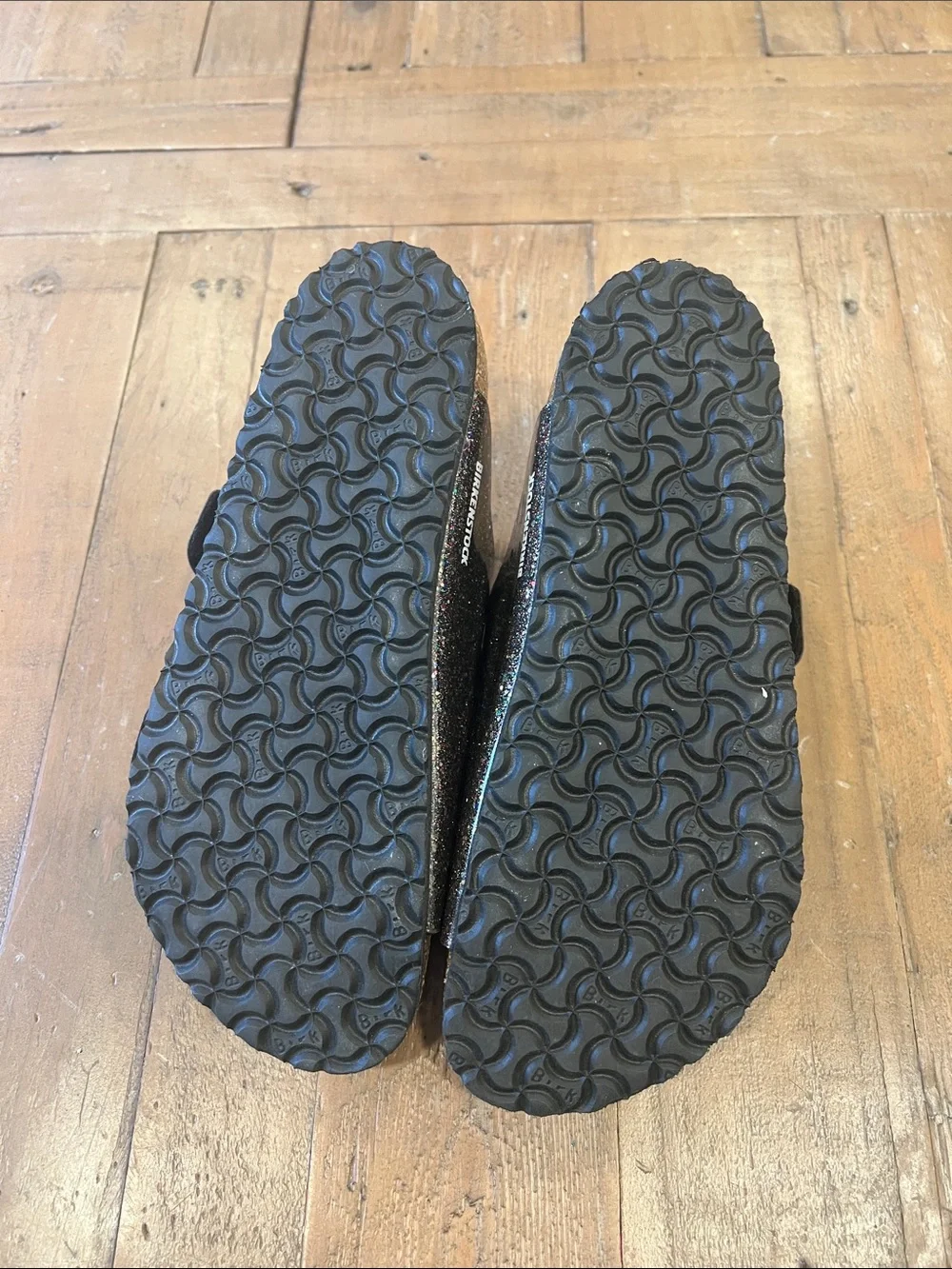 Birkenstock Arizona black glitter sandals 34 eu 3 us kids adjustable buckle